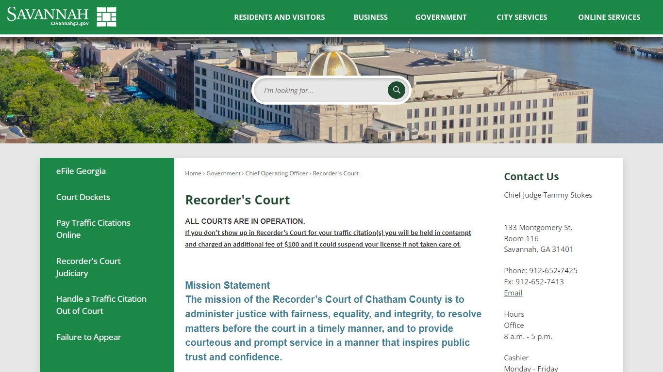 Recorder's Court | Savannah, GA - Official Website