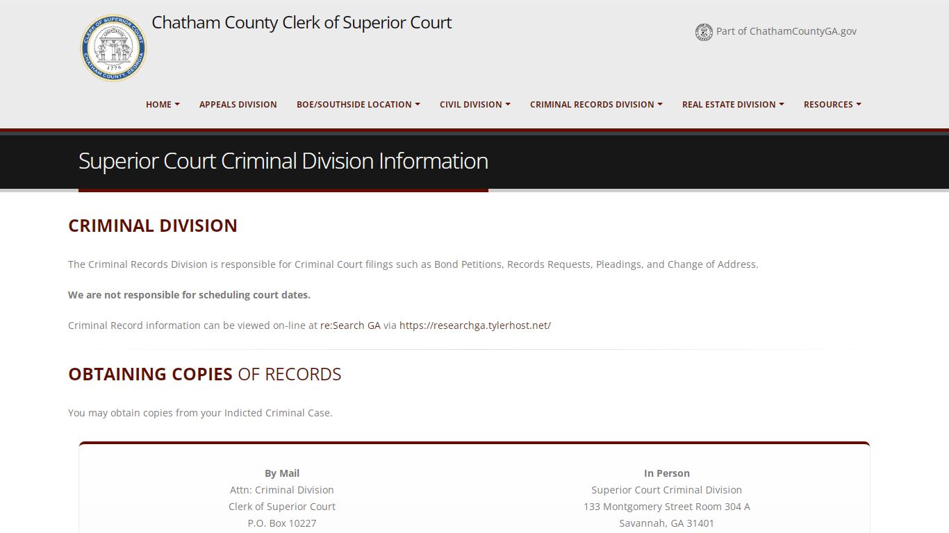 Chatham County, GA - Court System - Superior Court Clerk Criminal ...